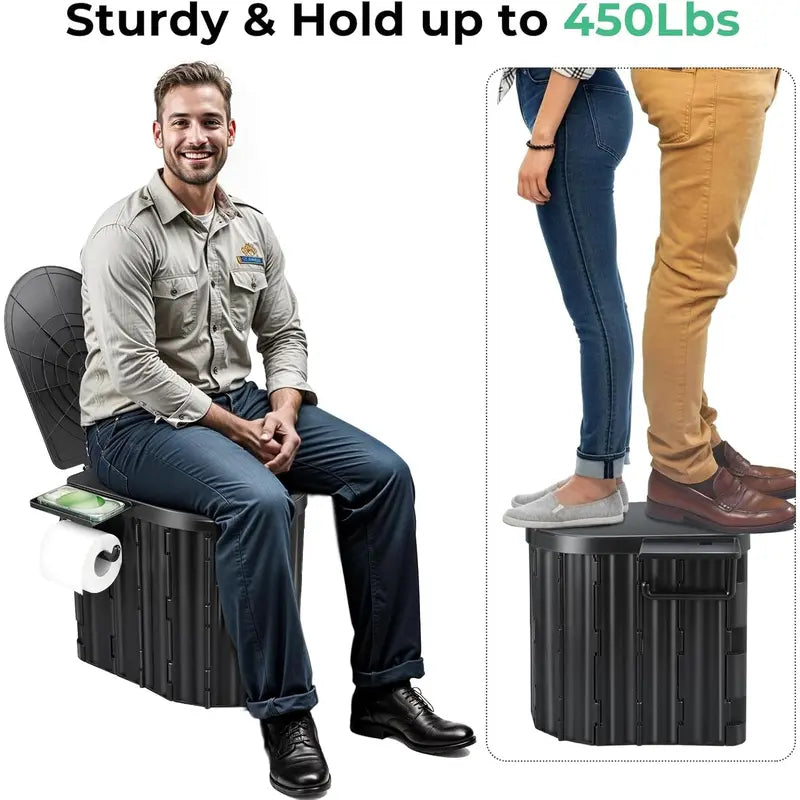 Portable Camping Toilet with Gel and Leakproof Bags Odor Control Travel Toilet for Adults and Kids Ergonomic Outdoor Toilet Perfect for Camping Road Trips Emergency Use and Outdoor Adventures Sturdy and Easy to Clean Portable Toilet for All Your Outd