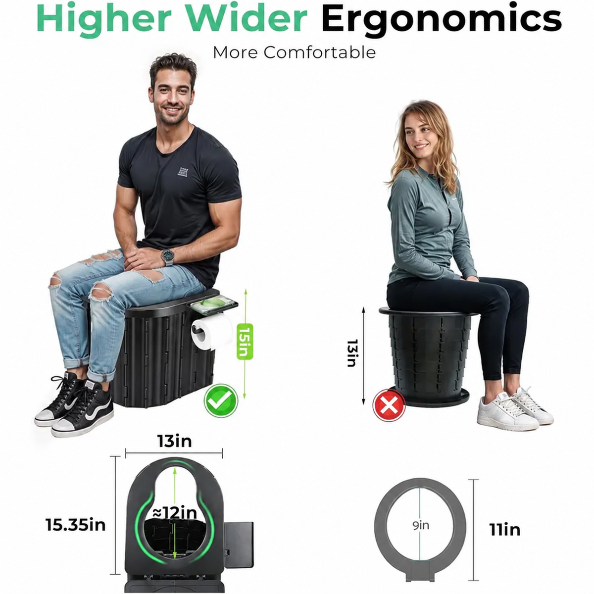 Portable Camping Toilet with Gel and Leakproof Bags Odor Control Travel Toilet for Adults and Kids Ergonomic Outdoor Toilet Perfect for Camping Road Trips Emergency Use and Outdoor Adventures Sturdy and Easy to Clean Portable Toilet for All Your Outd