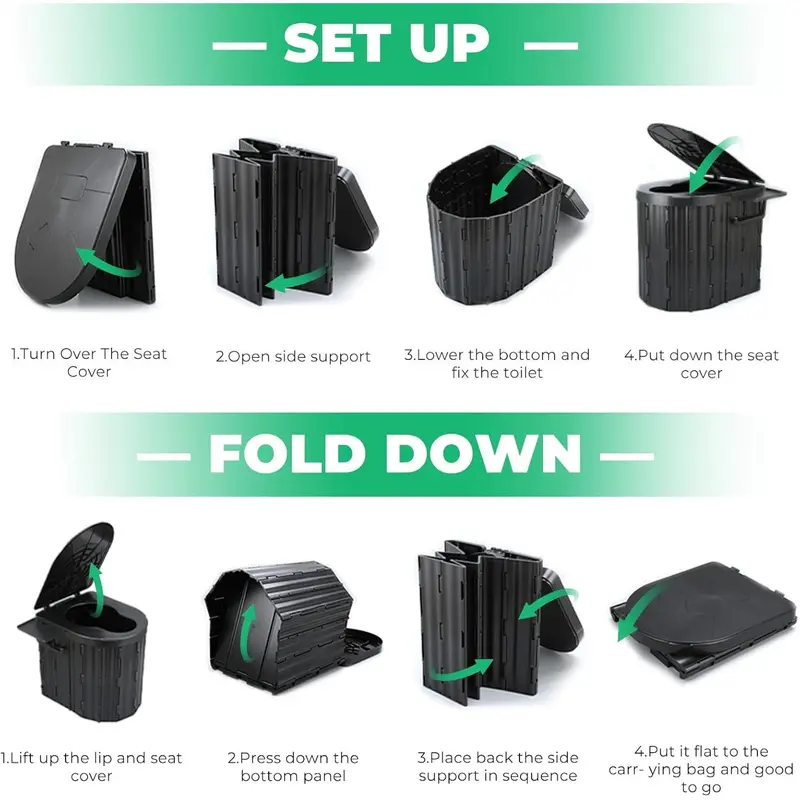 Portable Camping Toilet with Gel and Leakproof Bags Odor Control Travel Toilet for Adults and Kids Ergonomic Outdoor Toilet Perfect for Camping Road Trips Emergency Use and Outdoor Adventures Sturdy and Easy to Clean Portable Toilet for All Your Outd